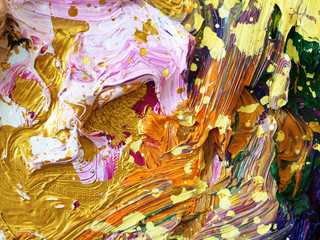  Gold colorful oil paint abstract background and textured.