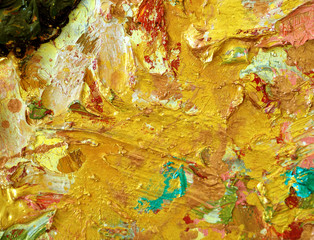 Obraz na płótnie Canvas Gold colorful oil paint abstract background and textured.