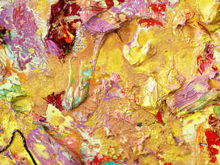  Gold colorful oil paint abstract background and textured.