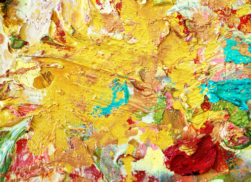  Gold colorful oil paint abstract background and textured.