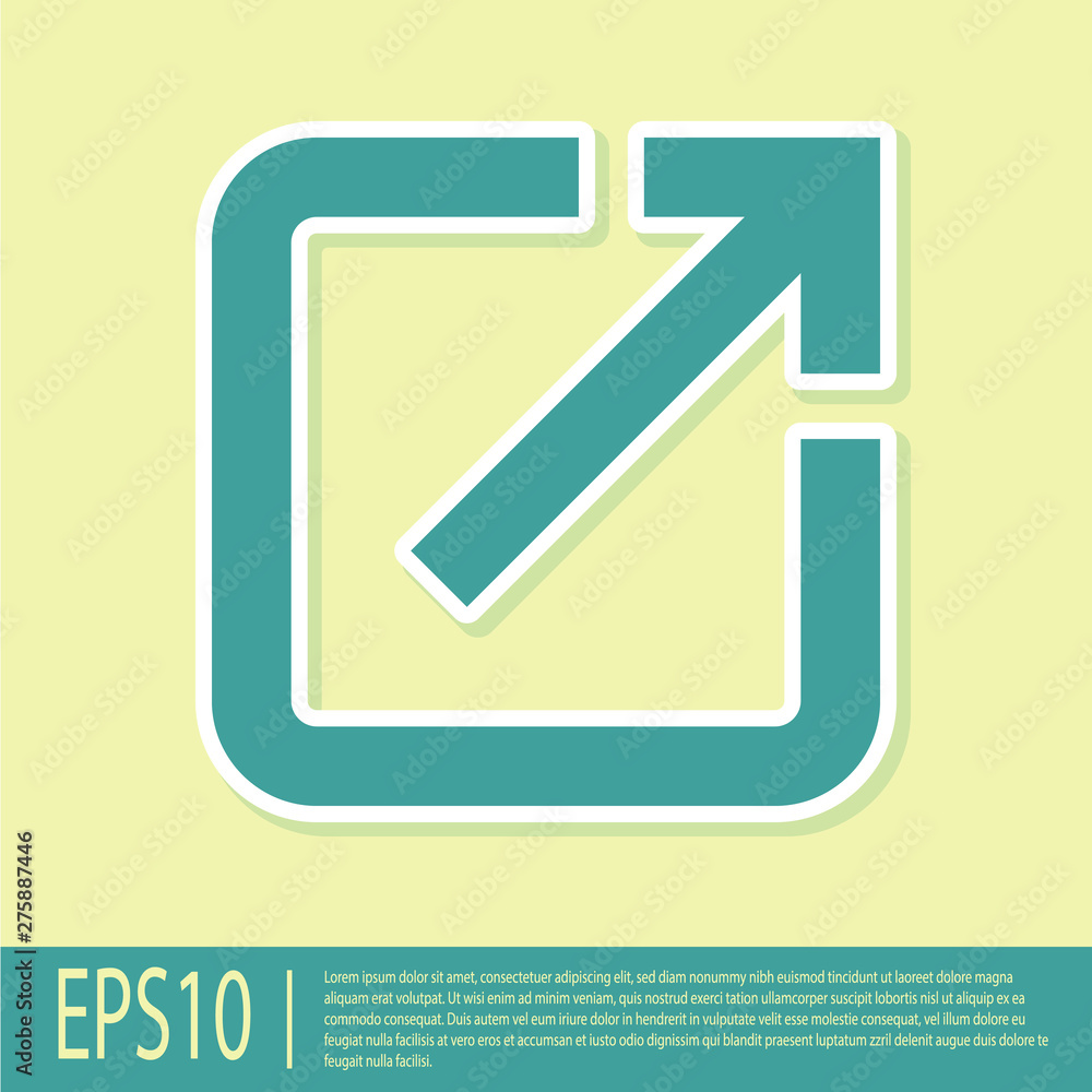 Poster green open in new window icon isolated on yellow background. open another tab button sign. browser f