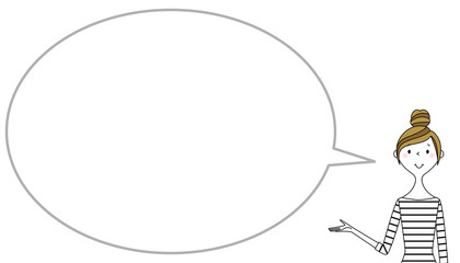 説明する若い女性　ふきだし