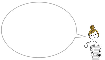 ため息をつく若い女性　ふきだし