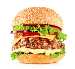 fresh hamburger isolated on white background