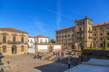 Santiago de Compostela, Spain. Inmaculada square. Right facade of the monastery of San Martin Pinario