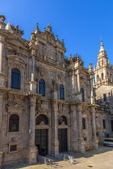 Fototapeta na wymiar Santiago de Compostela, Spain. Cathedral of St. James. Facade of Asabacheria (Fachada Azabacheria), 1770
