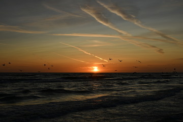 Great sunrise on the beach of Debki