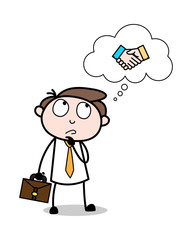 Thinking that How to Deal with The Client - Office Businessman Employee Cartoon Vector Illustration