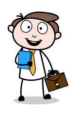 Young Boy Going for Interview - Office Businessman Employee Cartoon Vector Illustration
