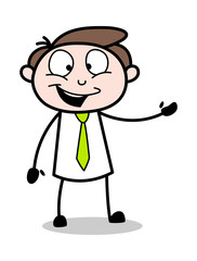 Obraz premium Presenting - Office Businessman Employee Cartoon Vector Illustration