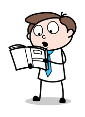 Obraz na płótnie Canvas Reading a Book - Office Businessman Employee Cartoon Vector Illustration