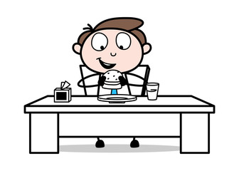 Eating Burger - Office Businessman Employee Cartoon Vector Illustration