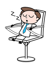 Sleeping in Office - Office Businessman Employee Cartoon Vector Illustration