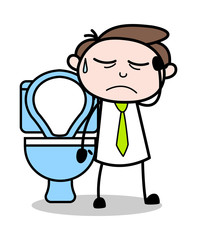 Constipated - Office Businessman Employee Cartoon Vector Illustration
