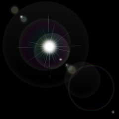 Lens flare light effect. Sun flash with ray and glow.