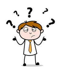 Very Confused - Office Salesman Employee Cartoon Vector Illustration