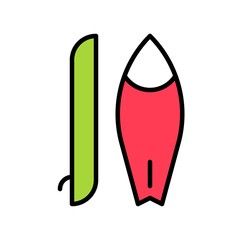 Surfboard vector, Summer party related filled icon