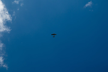 plane in a beautiful blue sky