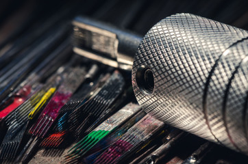 Tattoo Machine and coloreful, used Tattooneedles