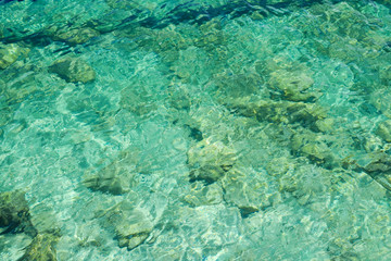 Fototapeta premium Clear sea water texture. Transparent tropical ocean.