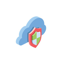 Cloud security. Premium quality. Vector 3d isometric color icon new flat style. Creative illustration, idea for infographics.