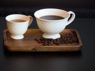 Cup of hot coffee and tea