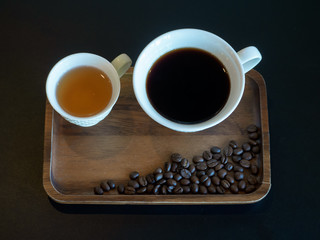 Cup of hot coffee and tea