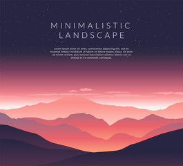 Minimalistic vector landscape background of mountains for your design.