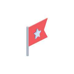 Flag star. Vector 3d isometric color icon new flat style. Creative illustration, idea for infographics.