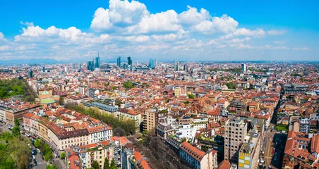 Foto auf Acrylglas Mailand Luftpanoramablick, Italien © saiko3p