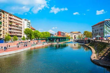 Fotobehang Darsena kunstmatig stuwmeer in Milaan © saiko3p