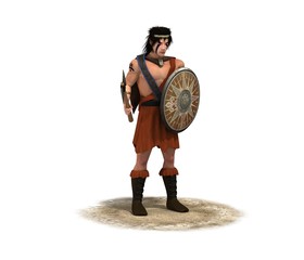 3d render, warrior character, illustration