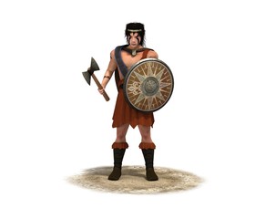 3d render, warrior character, illustration