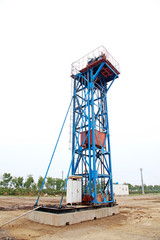 Fototapeta na wymiar Jidong oilfield tower type pumping unit in china