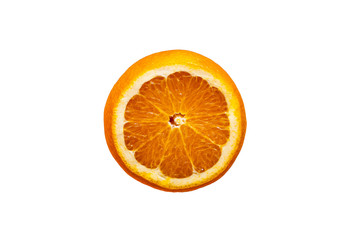  Sliced ​​orange isolated on white background. The concept of healthy organic nutrition. The power of superfood.
