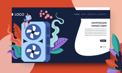 Cryptocoin mining farm web page template online business
