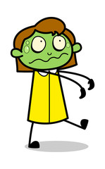 Zombie - Retro Office Girl Employee Cartoon Vector Illustration