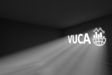 Fototapeta na wymiar VUCA rays volume light concept 3d illustration