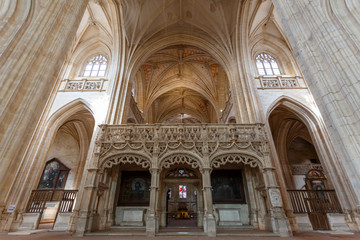 BOURG-EN-BRESSE / FRANCE - JULY 2015: Gothic interior of Brou monastery church, France