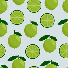 Seamless pattern lime, fresh citrus fruit for summer cocktail