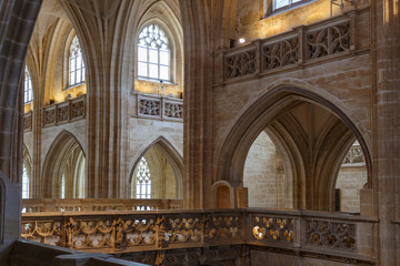 BOURG-EN-BRESSE / FRANCE - JULY 2015: Gothic interior of Brou monastery church, France