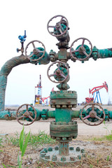Oil pipeline control handwheel in the wilderness