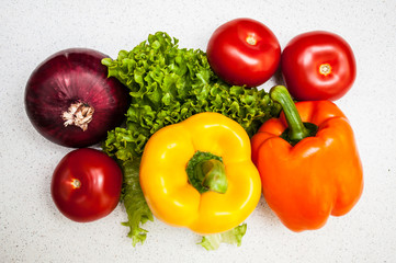  Assorted fresh vegetables. The concept of healthy eating.