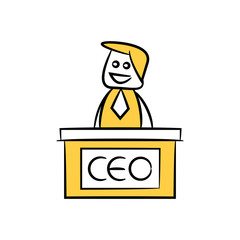 businessman CEO desk yellow doodle design