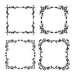 Decorative black and white frame for your design. Vector illustration