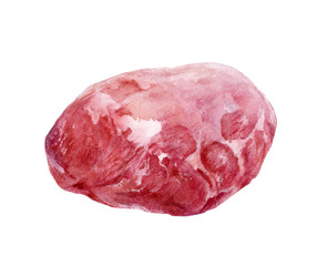 Raw beef steak hand drawn watercolor illustration.
