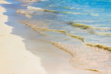 sandy sea coast and small waves closeup