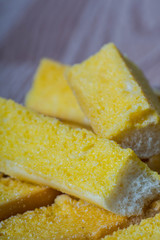 crunchy bread with a glaze of sweetened margarine