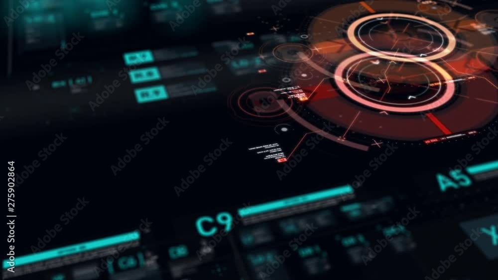 Poster target pointer and futuristic user interface hud gui digital text number element for cyber technolog