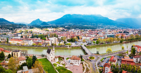 Trento aerial panoramic view. - obrazy, fototapety, plakaty